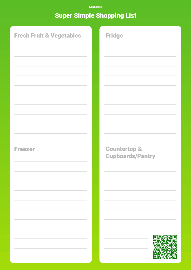 super simple shopping list - template